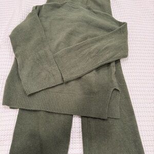 Olive Green Knit Sweater and Pants Set